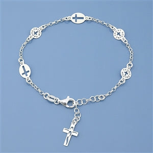 Sterling Silver 6 Cross Bracelet