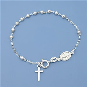 Sterling Silver Miraculous Cross Bracelet
