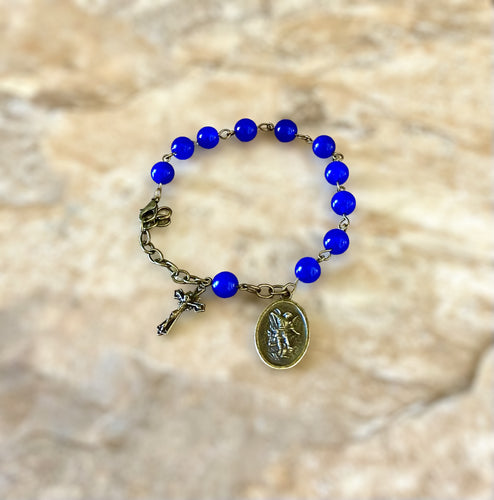 Blue Jade Rosary Bracelet