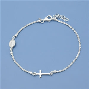 Silver Miraculous Cross Bracelet