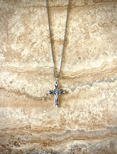 Load image into Gallery viewer, Black and Silver Tone Crucifix Necklace