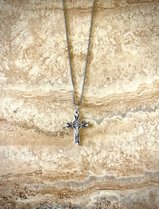 Black and Silver Tone Crucifix Necklace